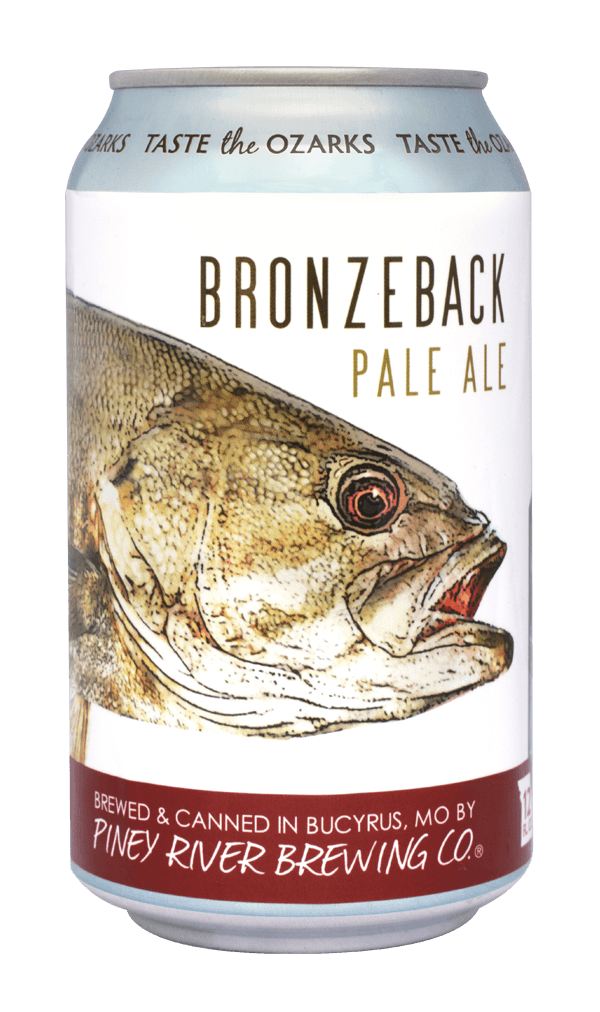 Piney River Brewing Co, PRBC, Missouri brewery, Ozarks brewery, craft beer, Bucyrus MO, Bronzeback Pale Ale can