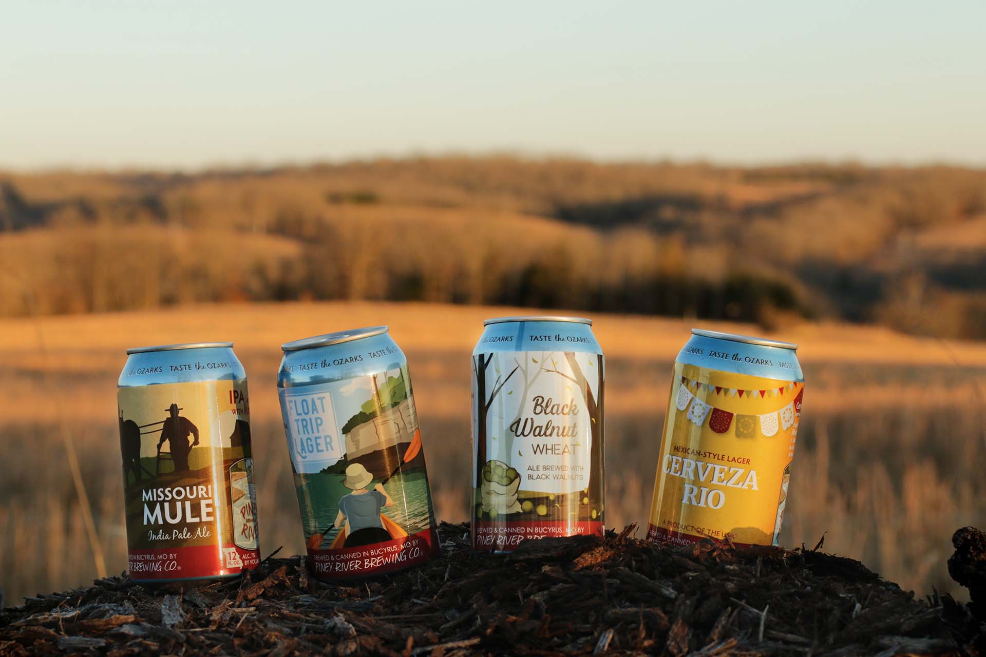 Piney River Brewing Co. PRBC flagship beers outdoor environment lineup December 2025