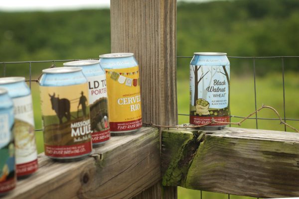 Piney River Brewing Co. flagship beers in outdoor environment, June 2026.