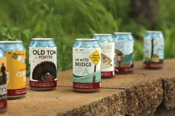 Piney River Brewing Co. flagship beers in outdoor environment, June 2026.